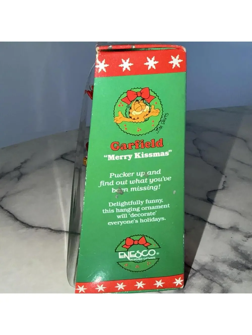 Garfield Enesco Merry Kissmas Christmas Ornament 555215 Mistletoe Vintage Boxed